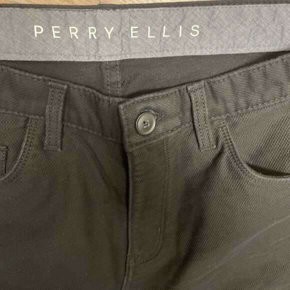 Perry Ellis Mens Black Solid Chino Dress Pants Slim Fit 32x32 - Picture 3 of 4